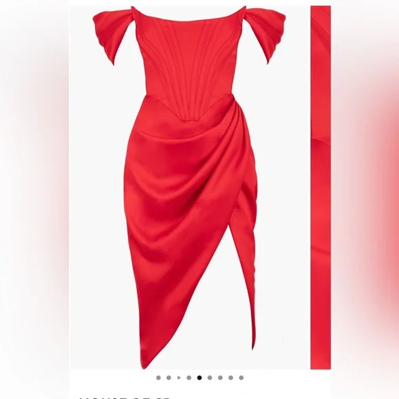 House of CB Elegant Red Off-Shoulder Dress